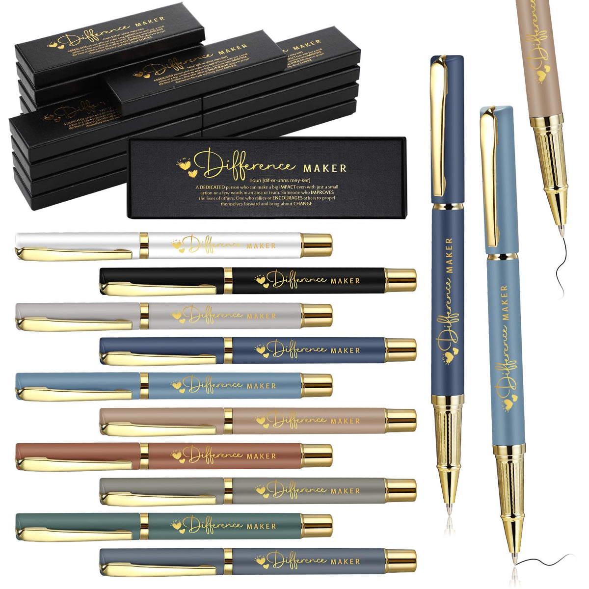 PerKoop 20 Sets Difference Maker Appreciation Gifts Pens with Box