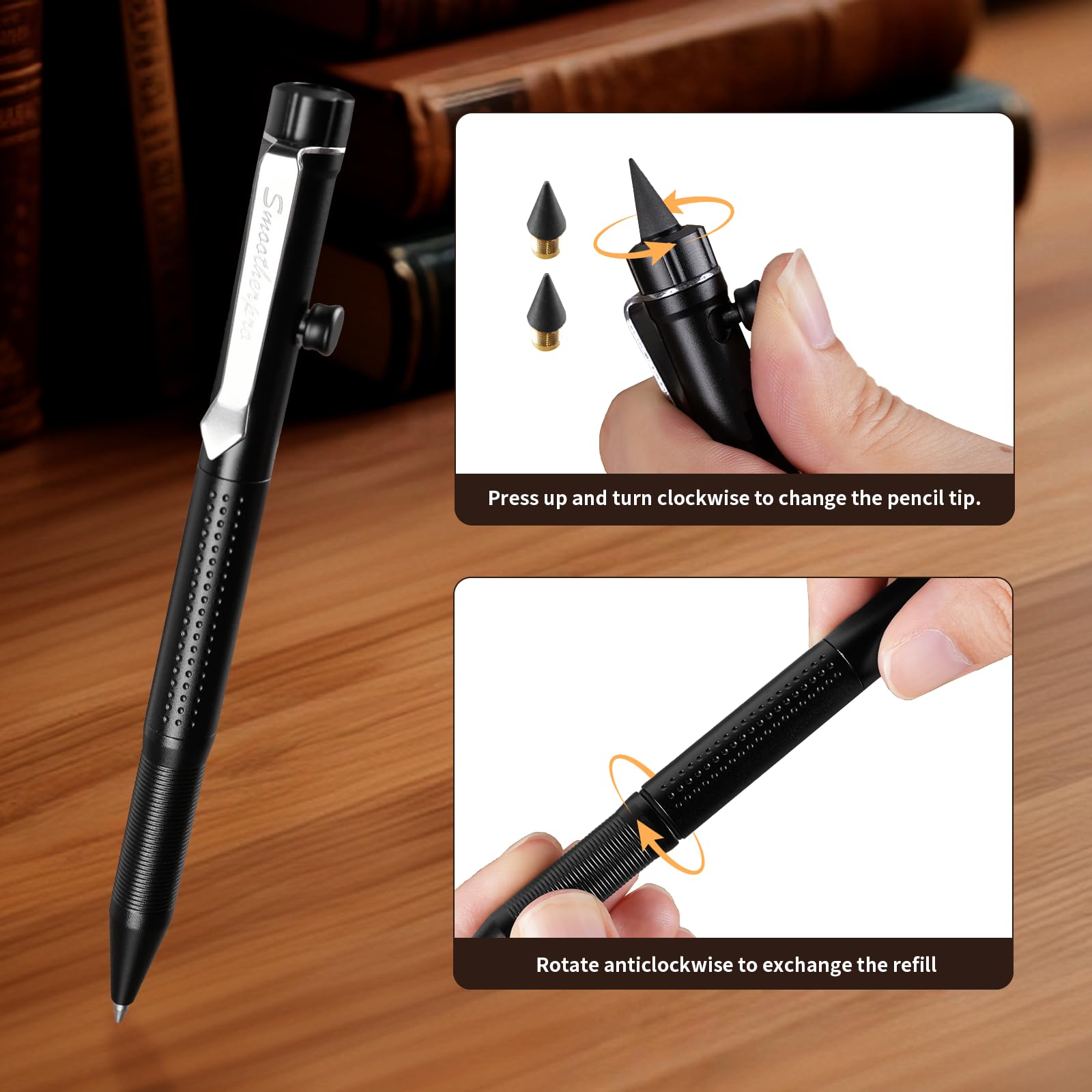 SMOOTHERPRO 2-in-1 Pen and Pencil, Compatible with Parker Refill,Orange