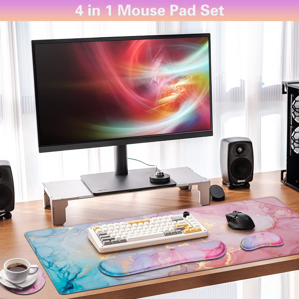 Canjoy Desk Mat with Keyboard and Mouse, Desk Pad with Wrist Rest Support