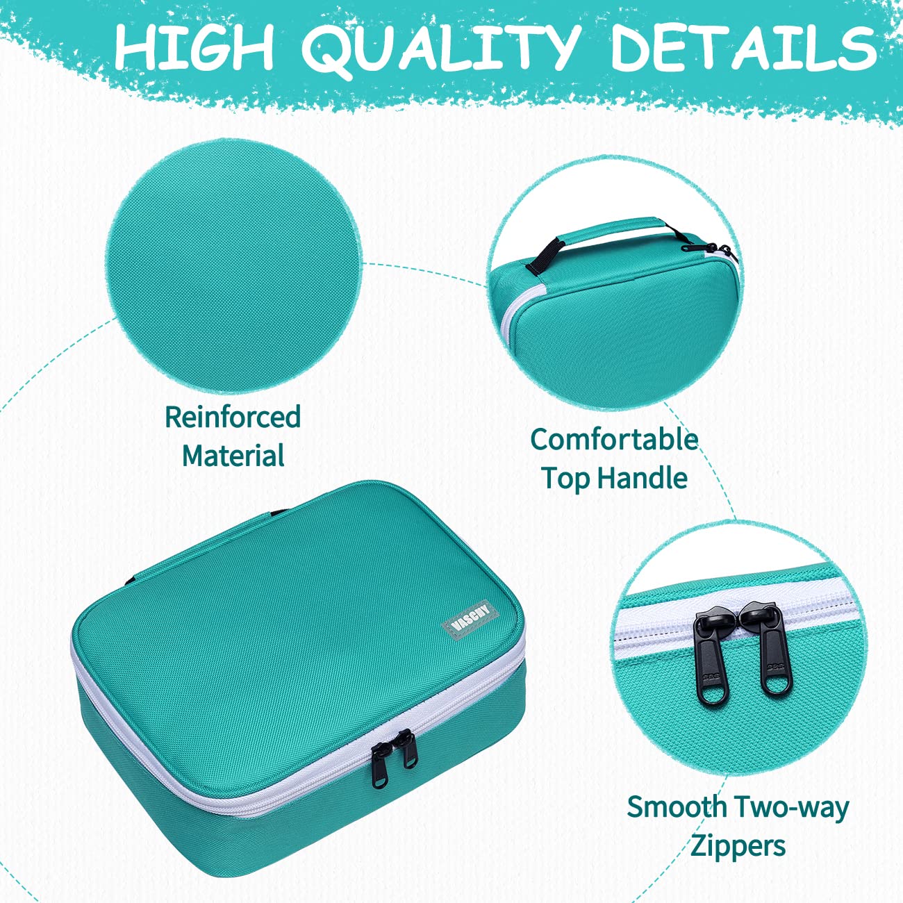 VASCHY Large Pencil Case, Art Color Pencils Pouch with Detachable Layers Multiple Zip Pockets for