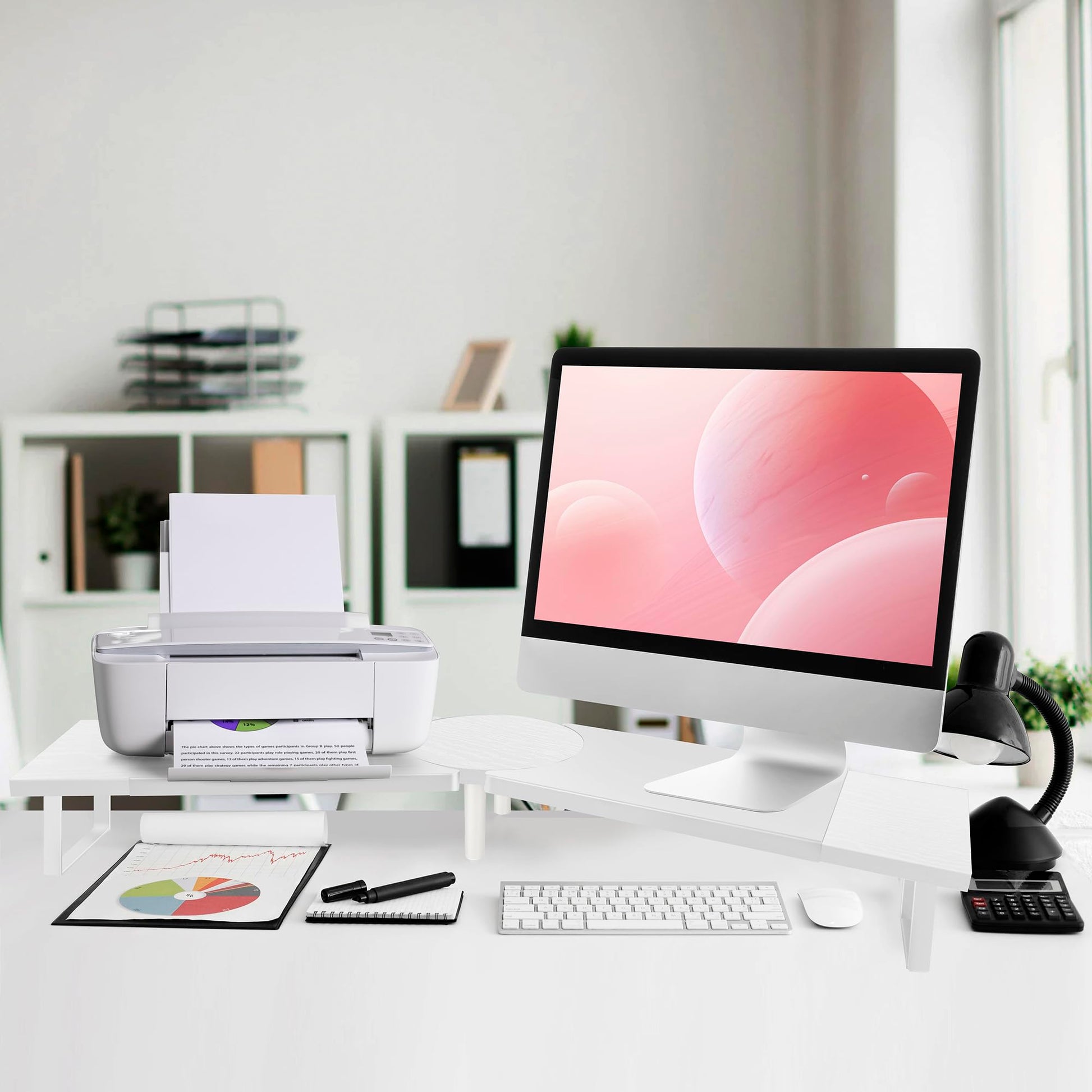Across-Star Dual-Monitor Stand for Desk - Large Adjustable Length and Angle Riser for 2 Monitors