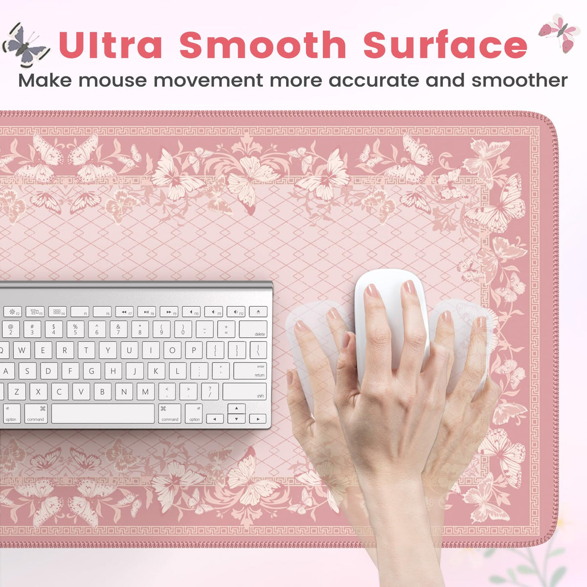 HAOCOO Pink Desk Pad, Cute Computer Mat for Aesthetic Home Accessory