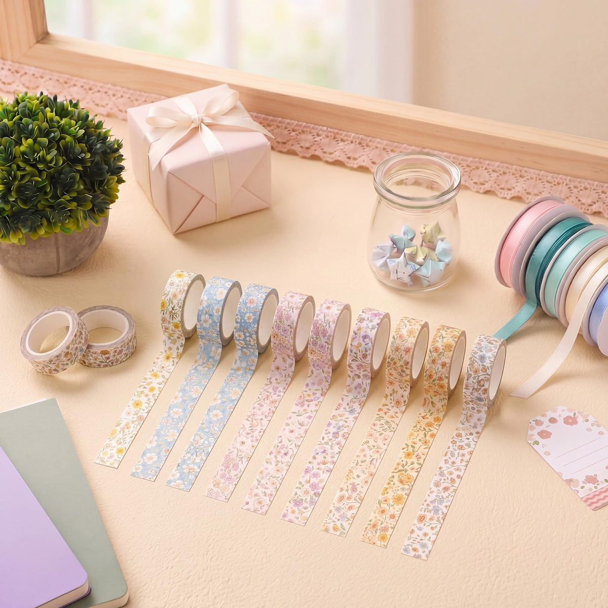 YooNotee 12 Rolls Floral Washi Tape Set,Vintage,Little Flowers
