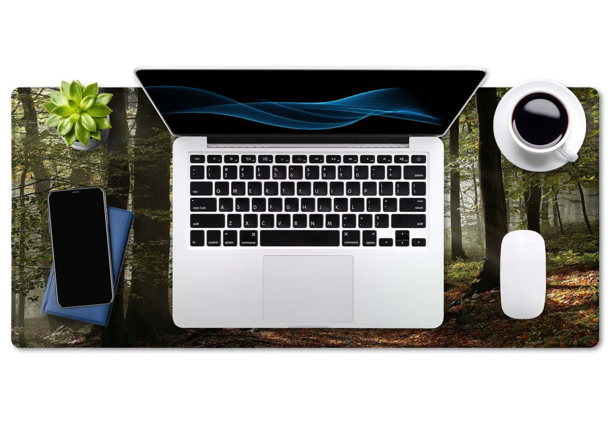 SSOIU Mountains with Mist Mouse Pad 35.5 X 15.7 Inch XXL Full Desk Mousepad Extended Large Non-Slip