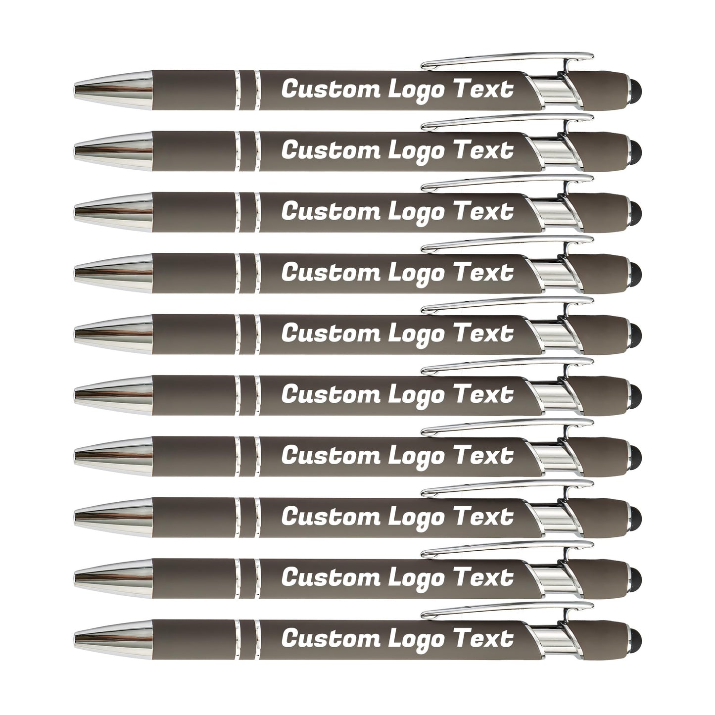 HEYZARDA Custom Pens Ballpoint with Stylus for Events, Grey, 10 Pcs