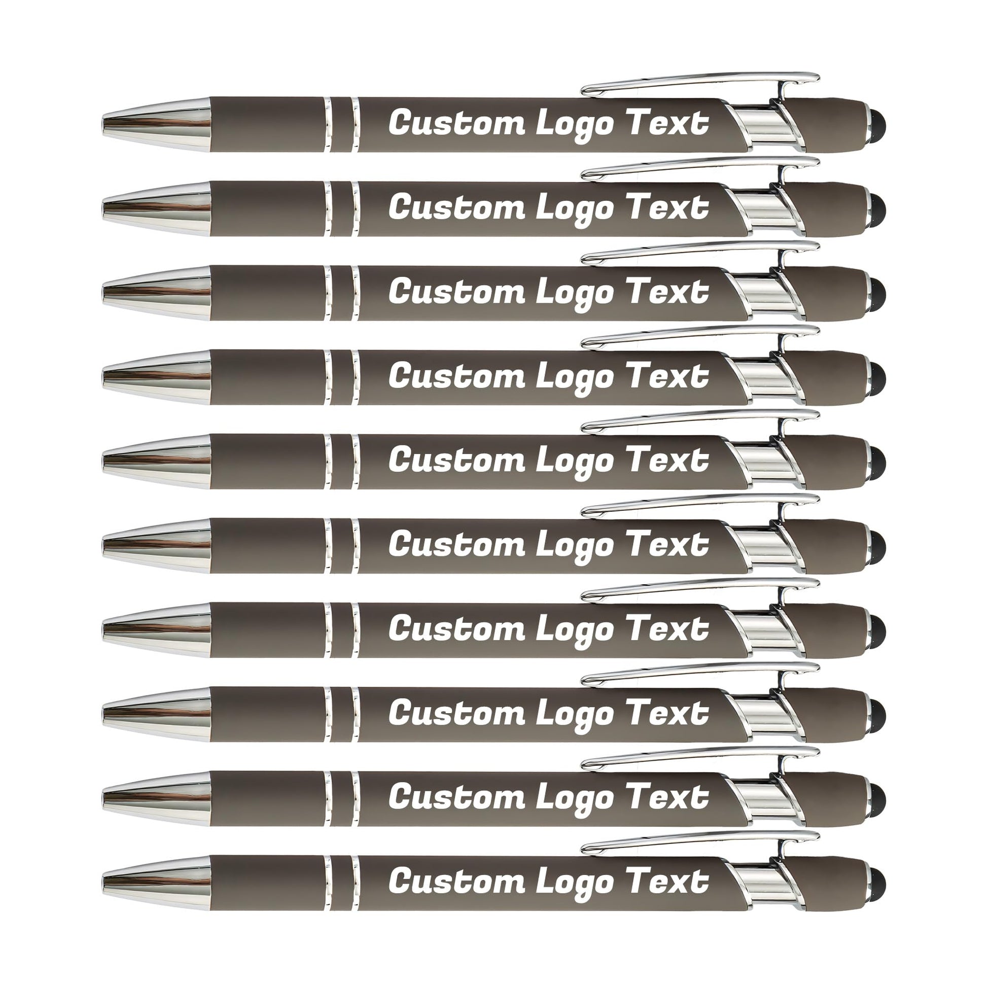HEYZARDA Custom Pens Ballpoint with Stylus for Events, Grey, 10 Pcs