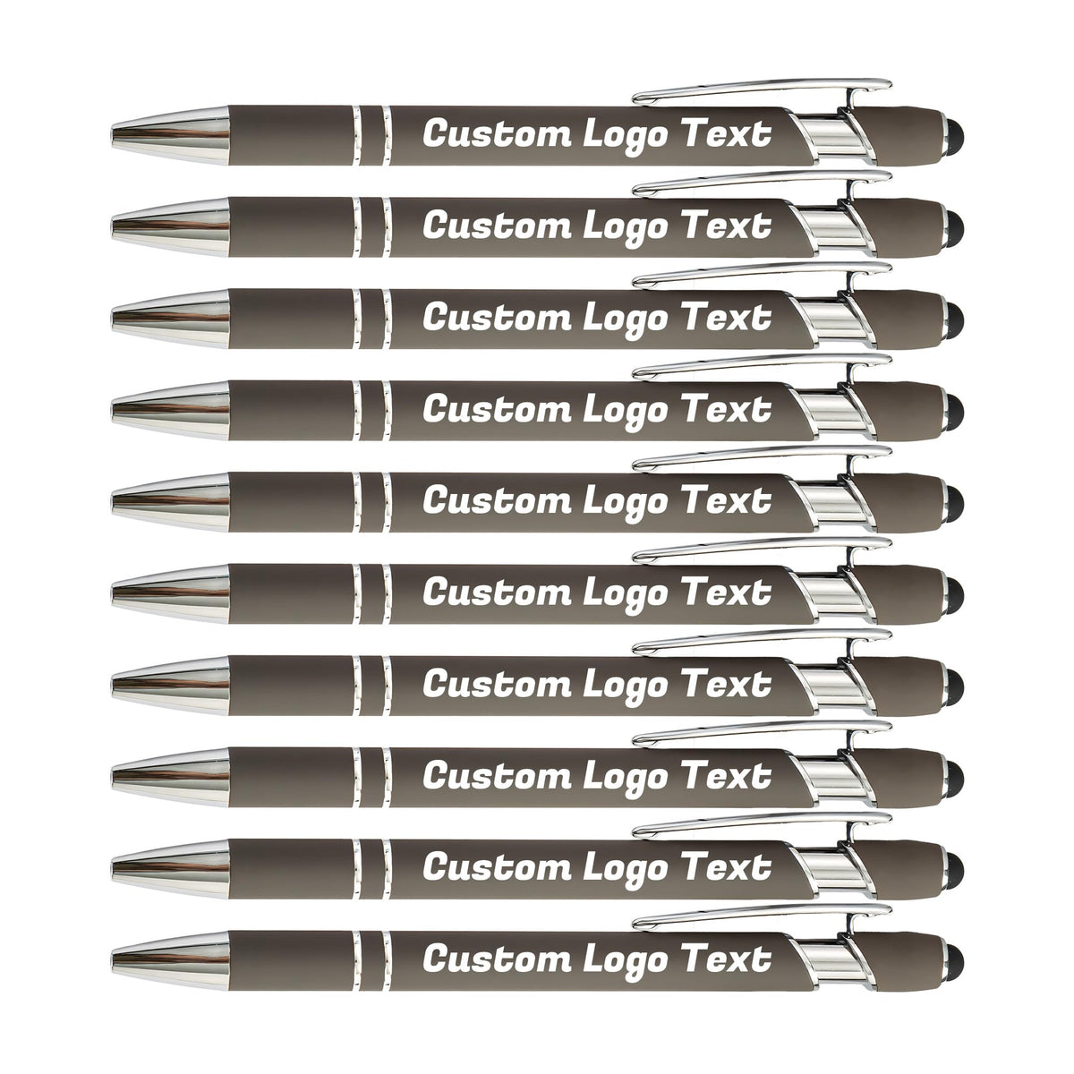 HEYZARDA Custom Pens Ballpoint with Stylus for Events, Grey, 50 Pcs