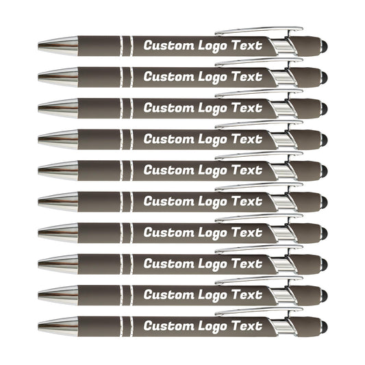 HEYZARDA Custom Pens Ballpoint with Stylus for Events, Grey, 50 Pcs