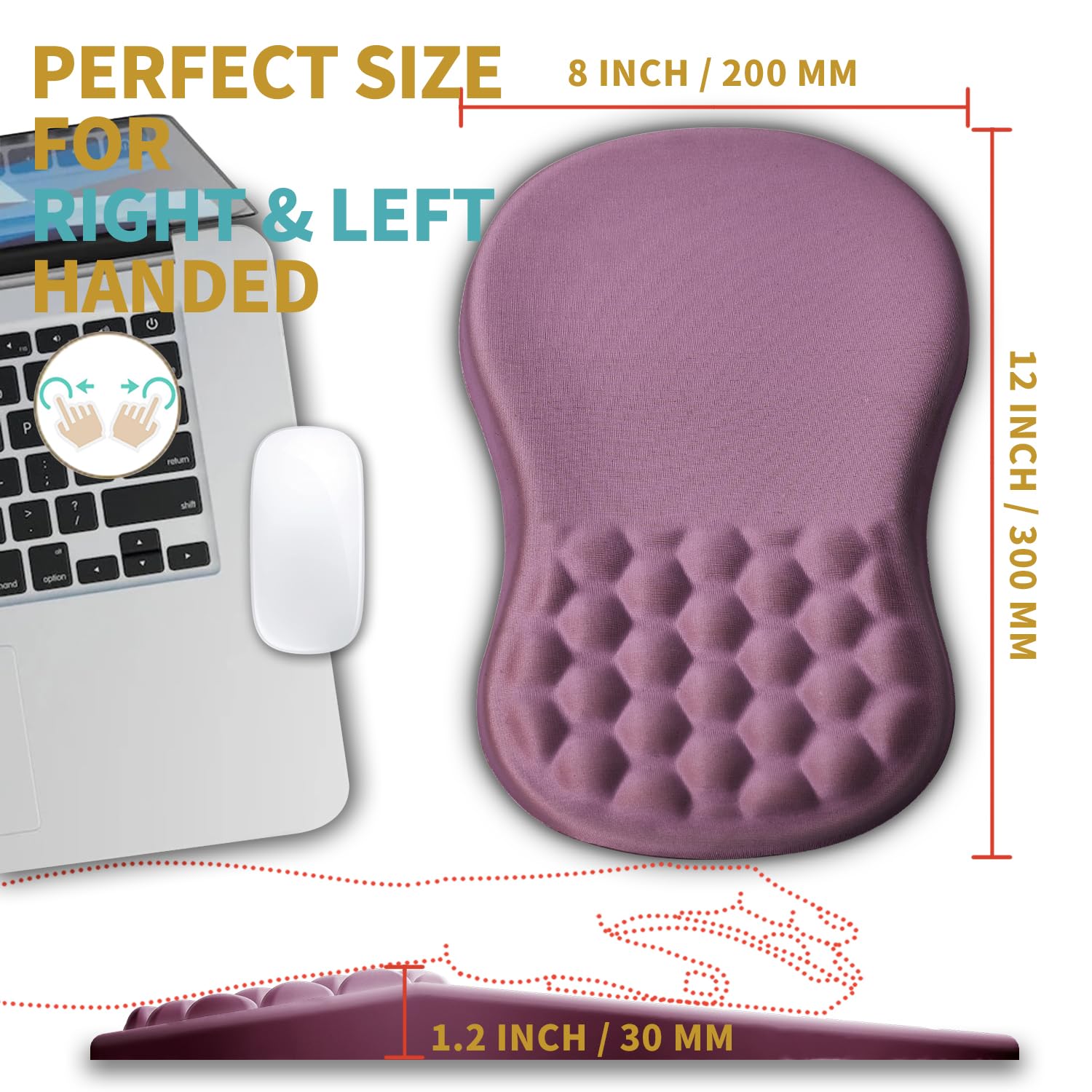 Hokafenle Ergonomic Mouse Pad Wrist Support with Massage Design, Wrist Rest Pain Relief Mousepad