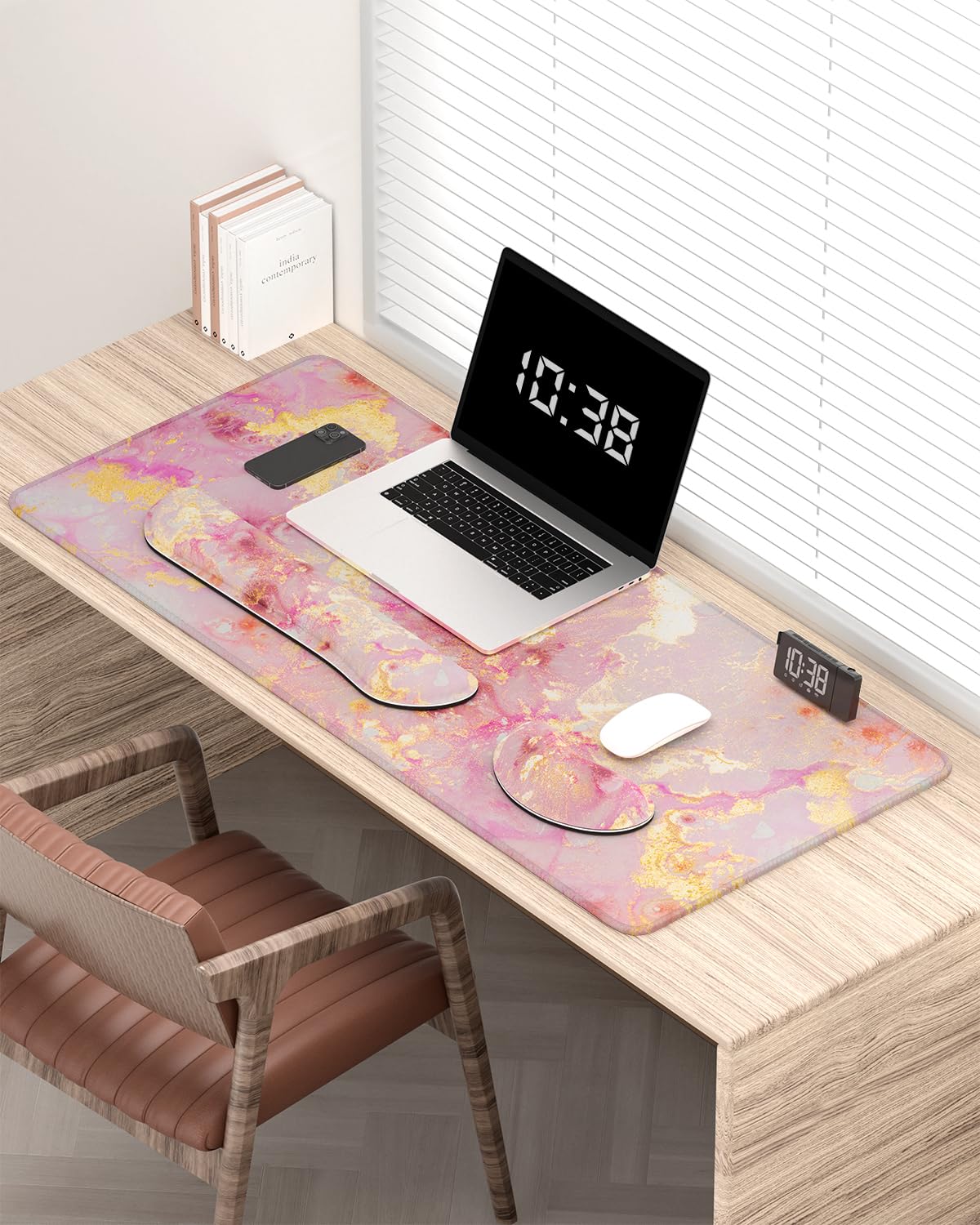 Auhoahsil Large Mouse Pad with Wrist Rests for Keyboard & Mouse, Thick Soft Ergonomic Memory Foam