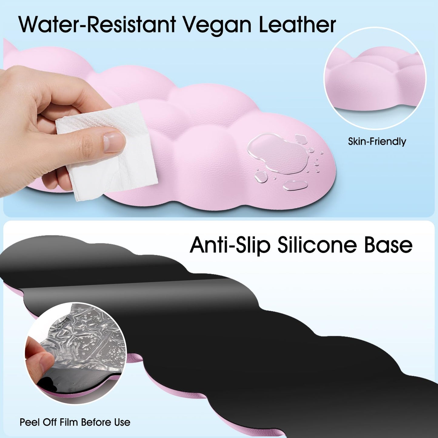 Retuhapy Cloud Wrist Rest Keyboard Cushion and Cloud Mouse Pad, Pink