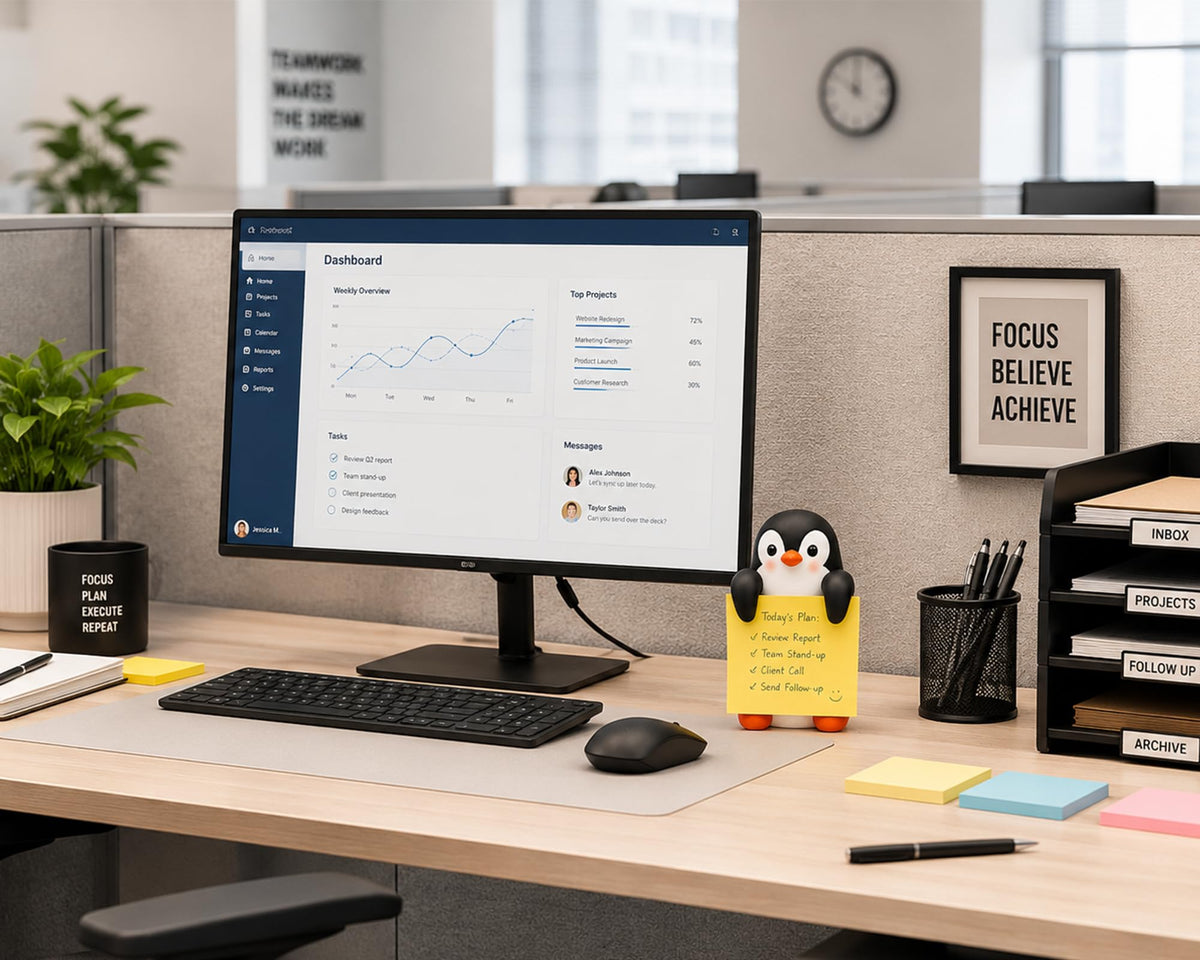 HORTIX Penguin Pop-Up Sticky Note Dispenser for 3 x 3 in Notes