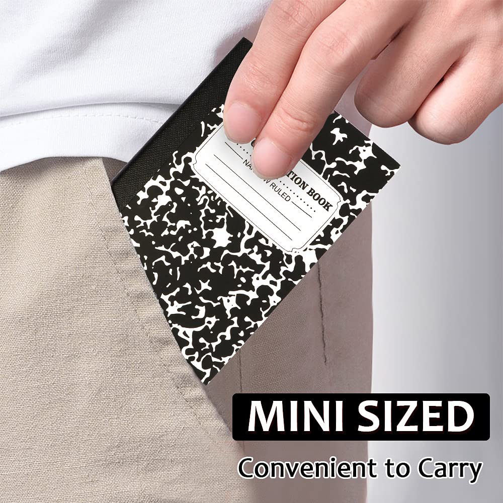 feela Mini Composition Notebook, Cute 30 Pack Black Narrow Ruled Mini Composition Books Bulk, Small