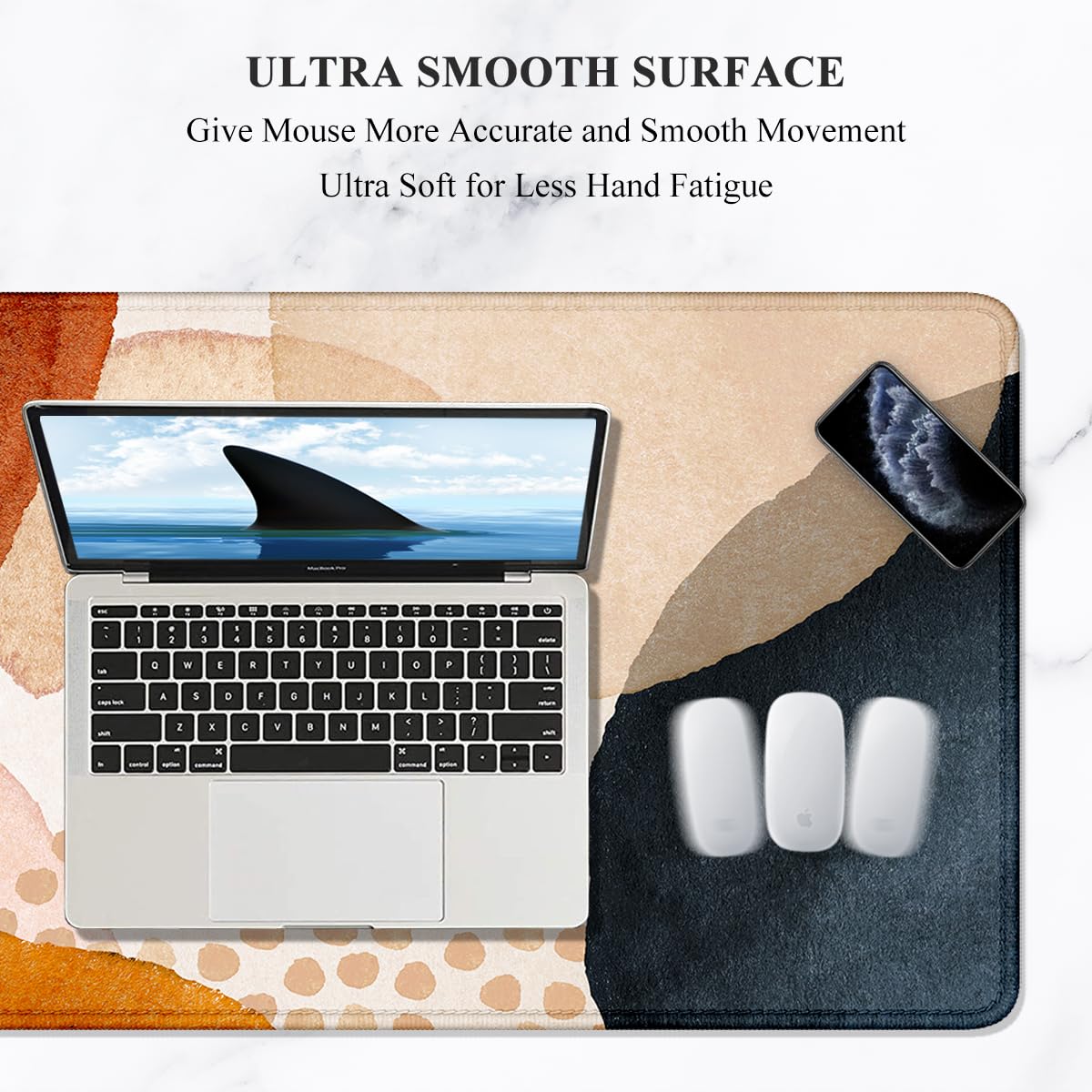 Auhoahsil Large Mouse Pad, XXL Desk Pad, Extened 35" x 15", Non-Slip Rubber Base, Stitched Edges