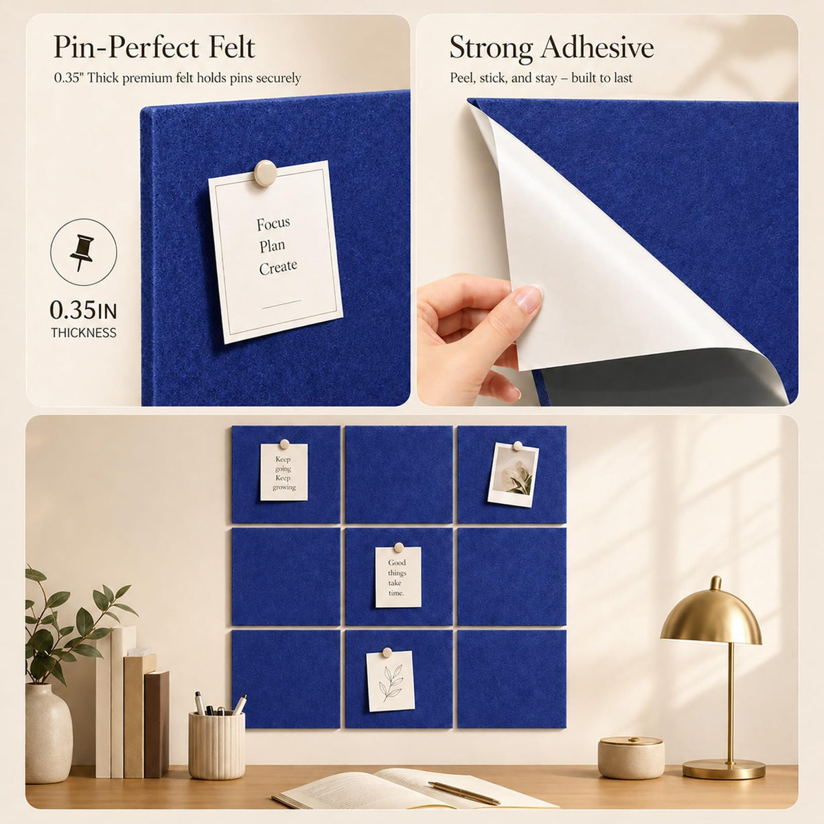 Baysola Felt Bulletin Board Tiles, Cork Board Alternative, 48 x 36 in
