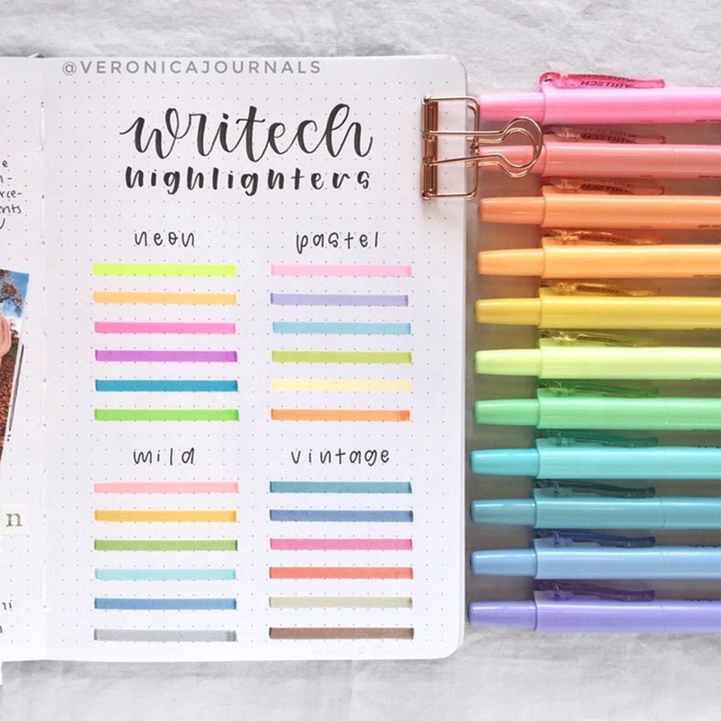 WRITECH Retractable Highlighters Chisel Tip: Assorted Colors 24ct Set