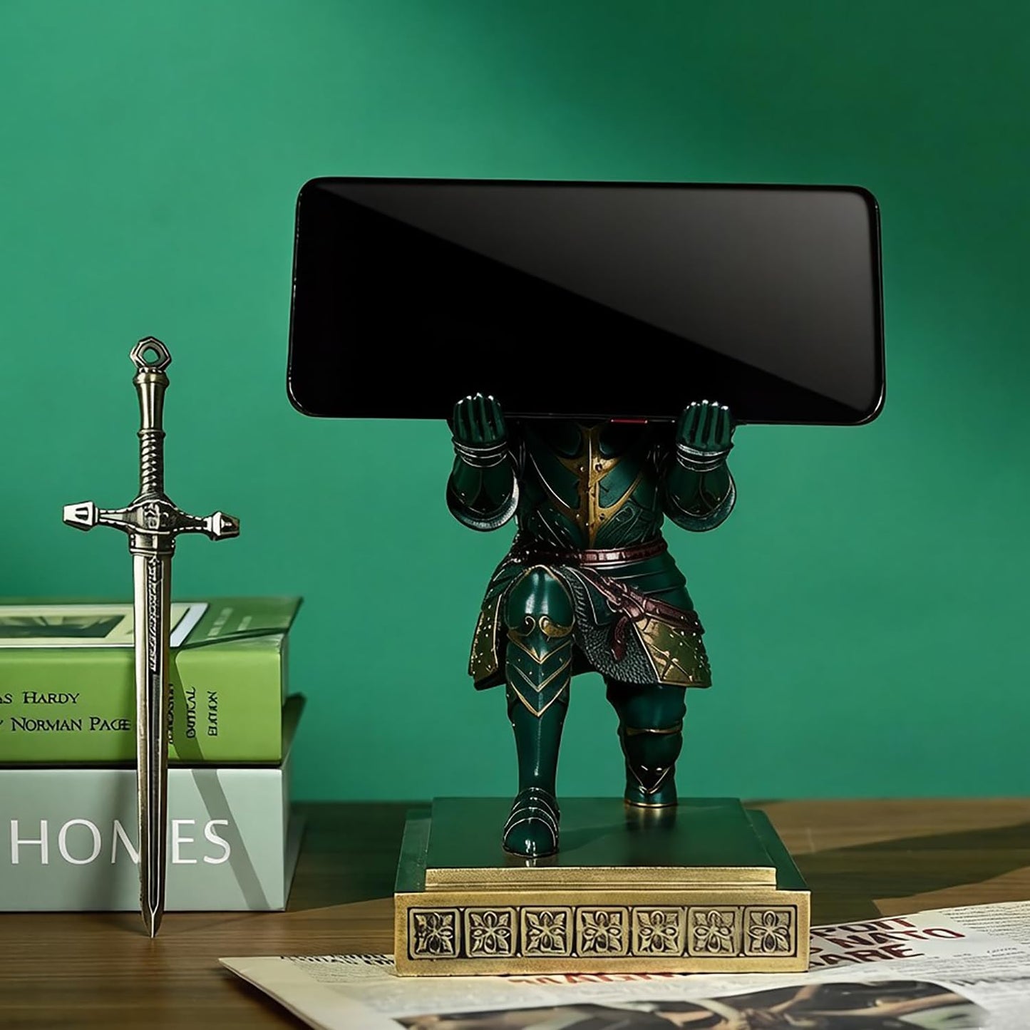 King's Guard Knight Pen Holder with a Letter Opener Desk Organizers Green