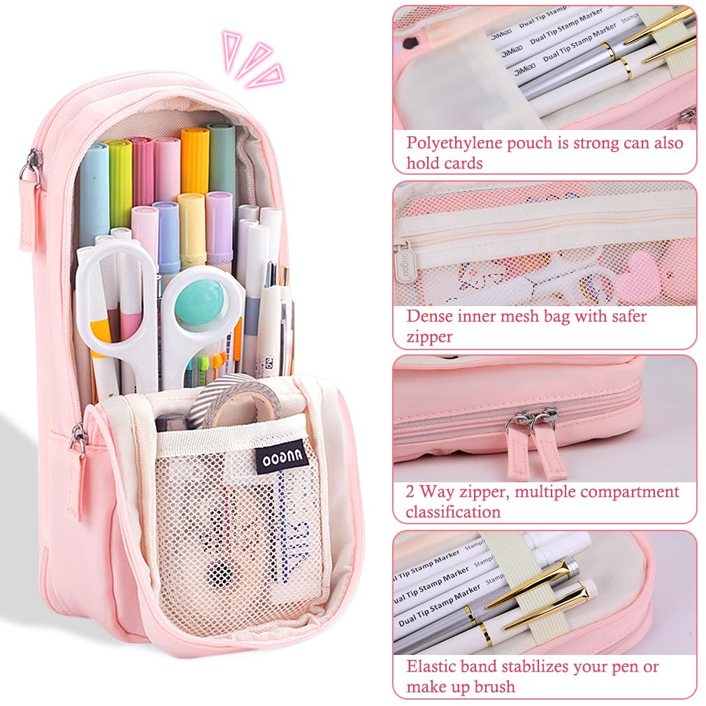 iSuperb Standing Pencil Case 2 Compartments Pencil Pouch Magnetic Mobile Phone Holder Bracket Pen