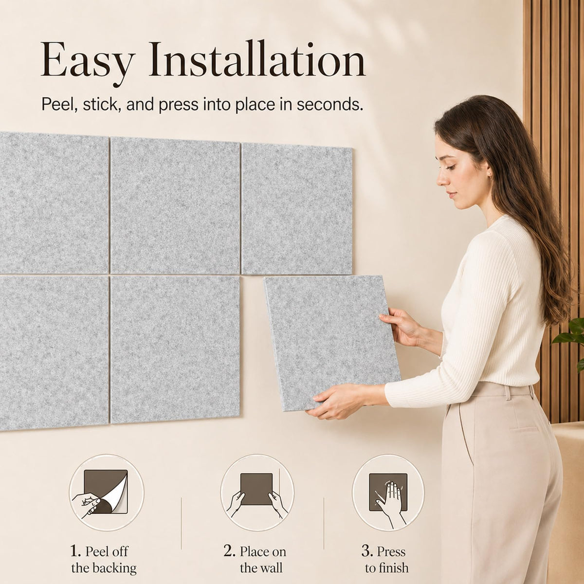 Baysola Felt Bulletin Board Tiles, Cork Board Alternative, 48 x 36 in