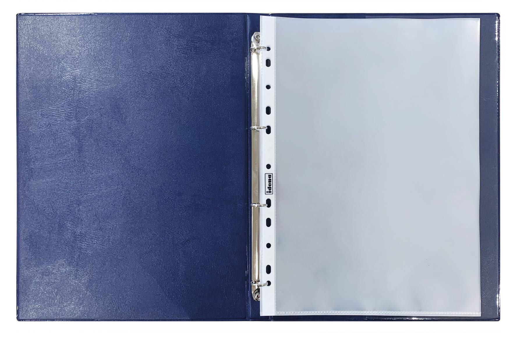 Idena 20105 Certificate Folder Ring Binder DIN A4 10 Pockets Transparent Blue with 4 Ring Mechanism