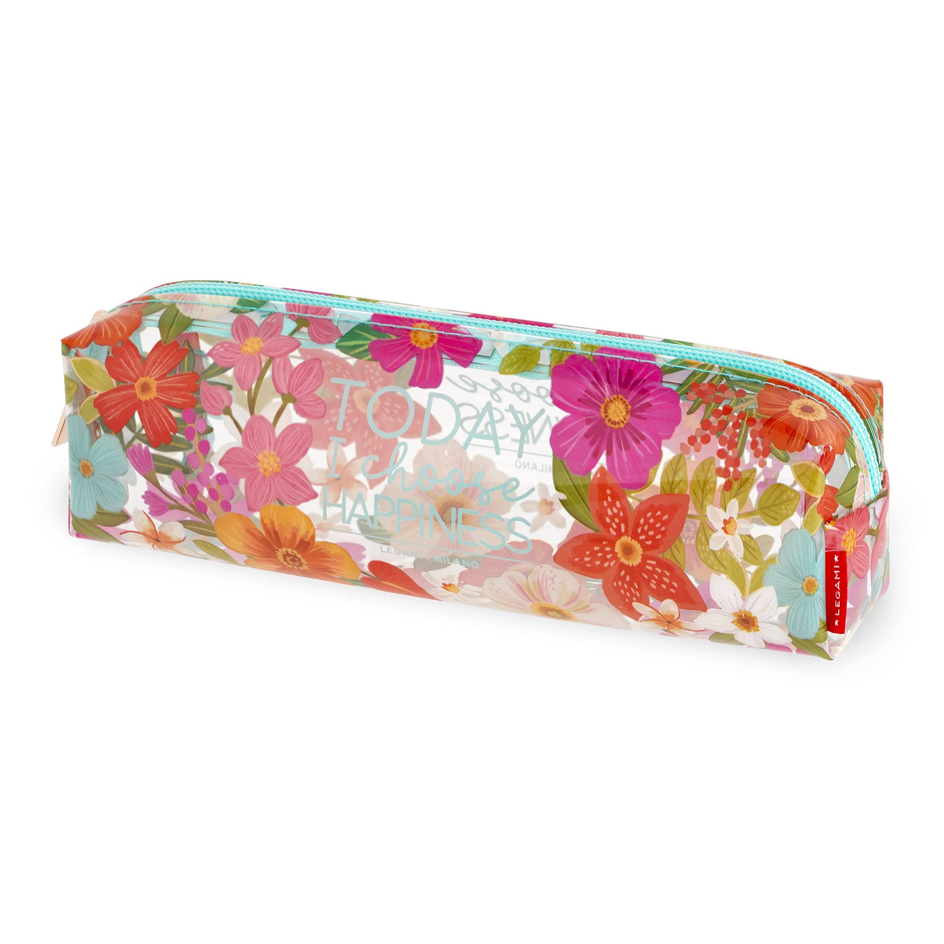 Legami , Transparent Unisex Adult Pencil Case, Flowers, One Size