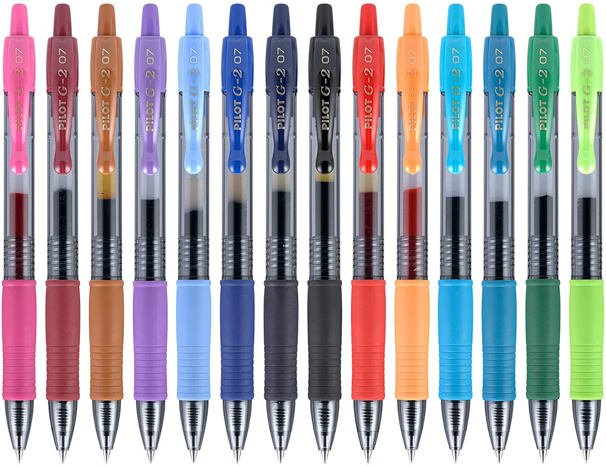 PILOT G2 Refillable and Retractable Gel Pens, 0.7mm, Assorted Inks, 14-Pack