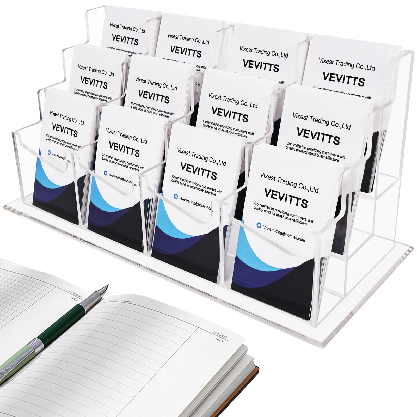 Vevitts Vertical Business Card Holder, Acrylic Business Card Display, Clear Desktop Business Card