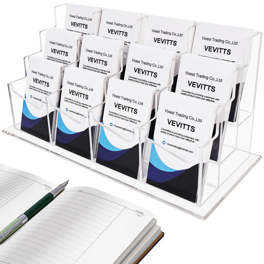 Vevitts Vertical Business Card Holder, Acrylic Business Card Display, Clear Desktop Business Card