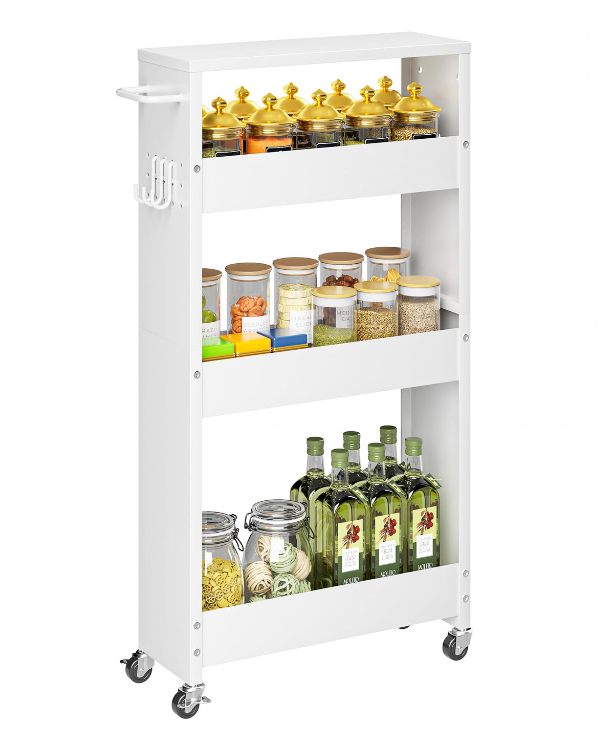 XYZLVSI Slim Storage Cart, Narrow Kitchen Rolling Cart for Small Spaces