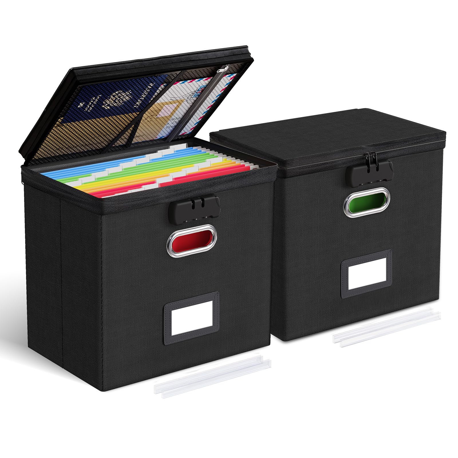 Oterri Lockable File Box Small 2-Pack Hanging Organizer for Letter-Size