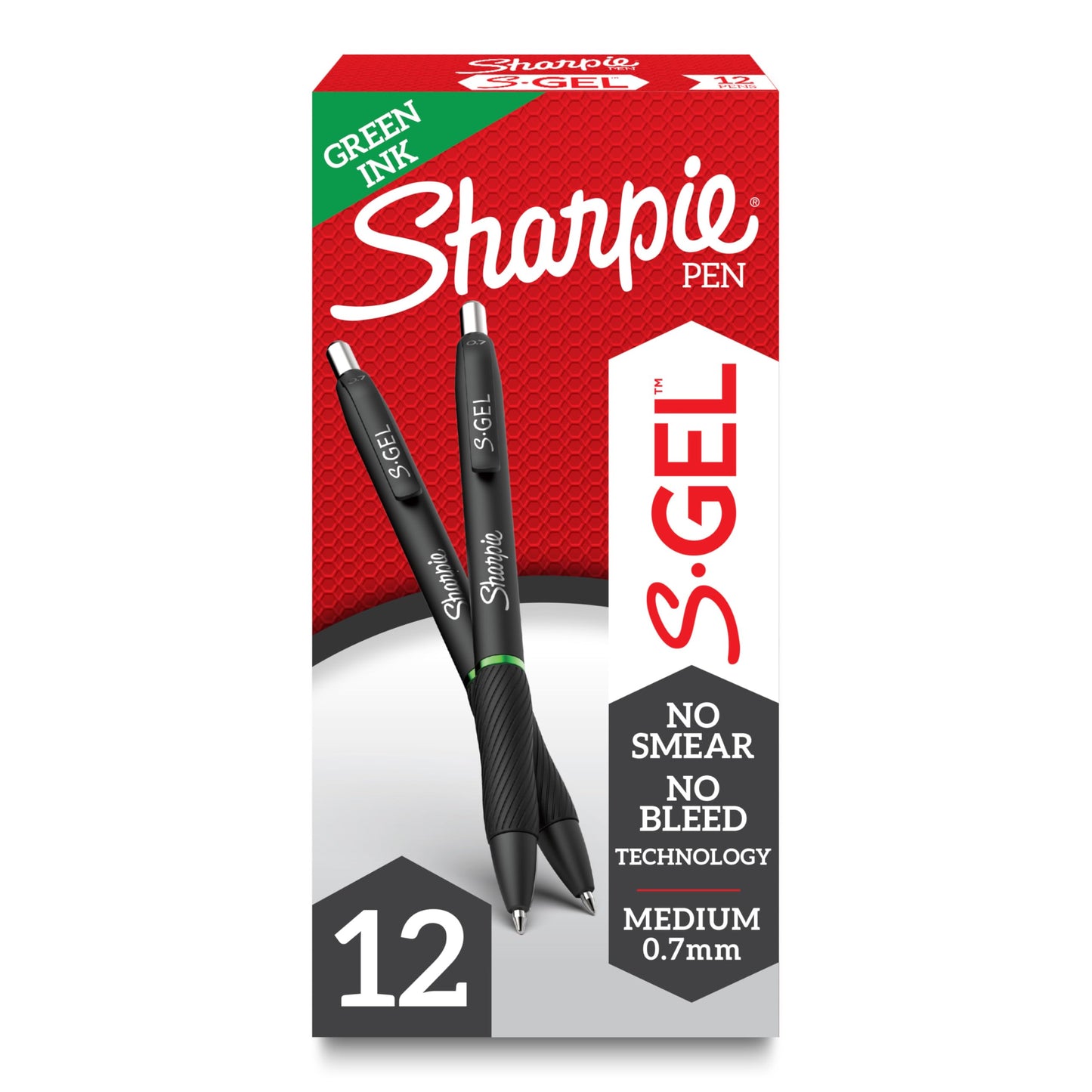 Sharpie S-Gel Pens, Medium Point (0.7mm), Green Gel Ink, 12 Count - Writing, Office, School Supplies