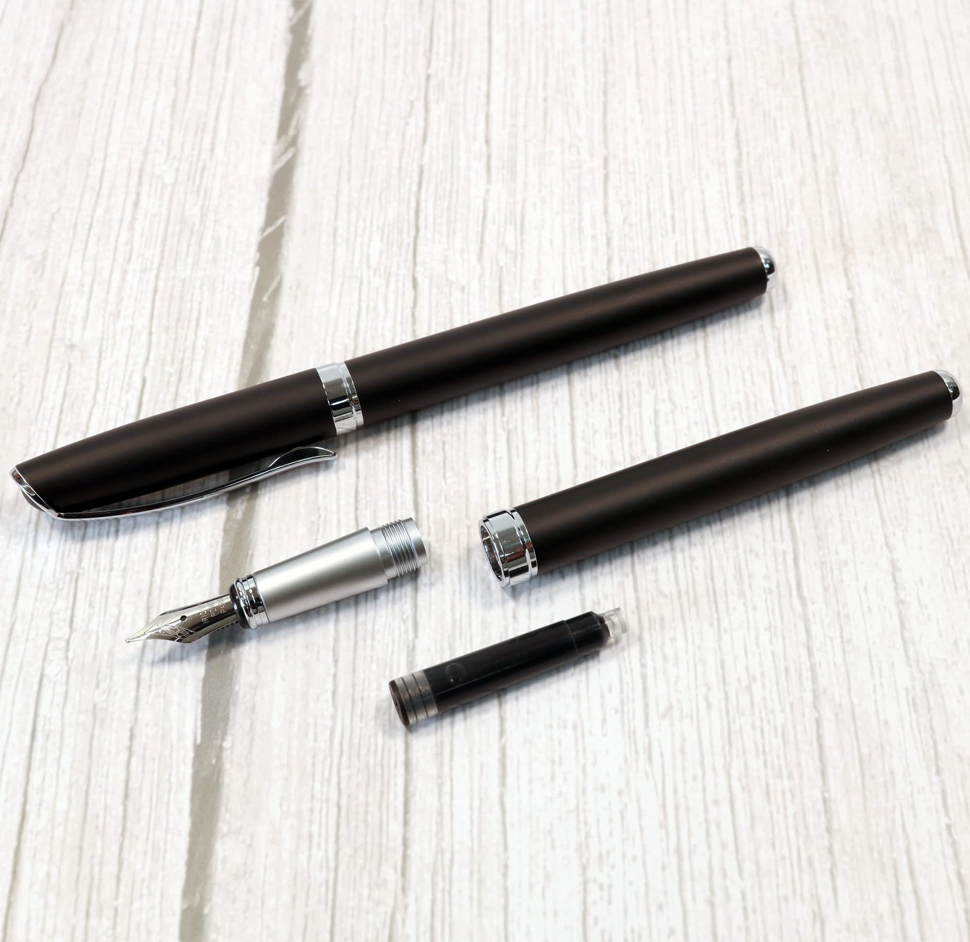 Personalised Custom Premium Satin Black Metal Fountain Pen + Gift Box | Design A Truly Unique