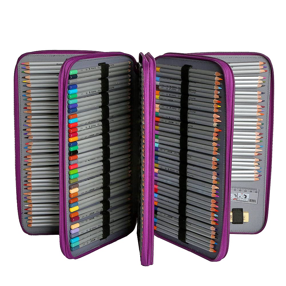 Lbxgap 300 Slots Pencil Case 4-Layer Zipped Holder w/Handle