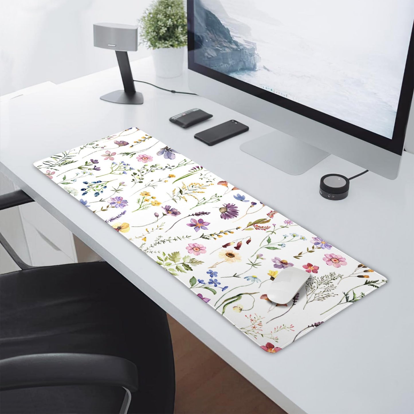 Pretty Flowers Mouse Pad XL Cute Floral Chic Plant Spring Summer Extended Table Mat 80X30cm