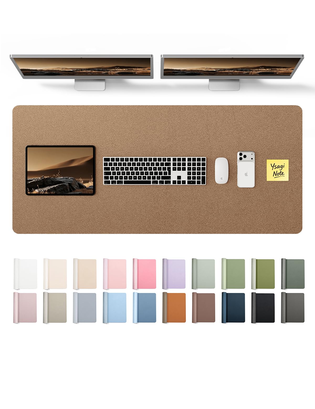 YSAGi Leather Desk Pad Protector, Office Desk Mat, Large Mouse Pad, Non-Slip PU Leather Desk