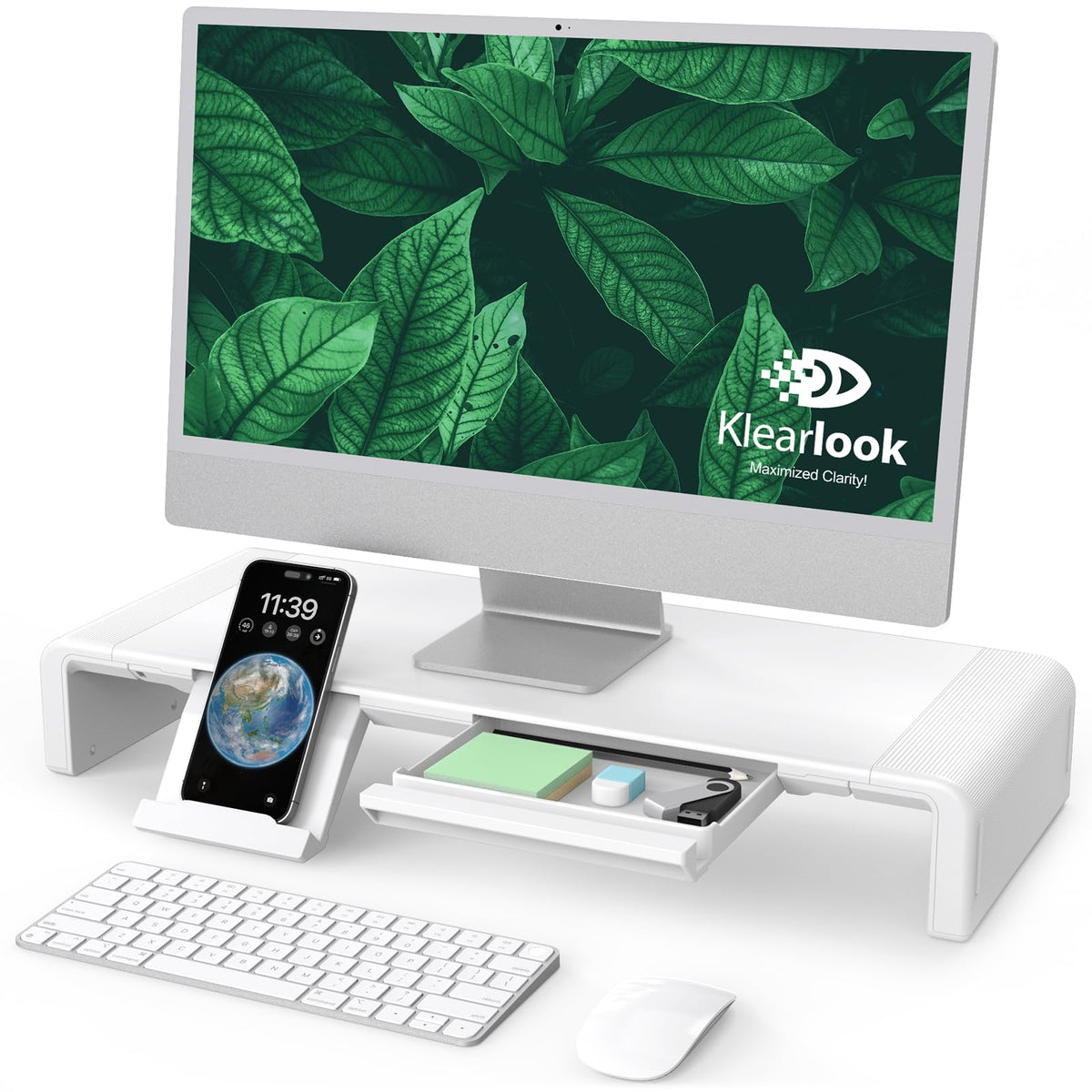 Monitor Stand Riser, Klearlook Foldable, Height Adjustable Computer Stand, Desk Shelf Riser with