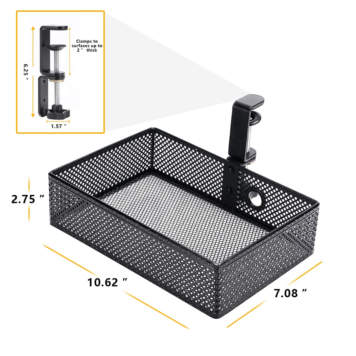 Under Desk Drawer, Clamp on Desk Organizer Hanging Desk Storage Under Table