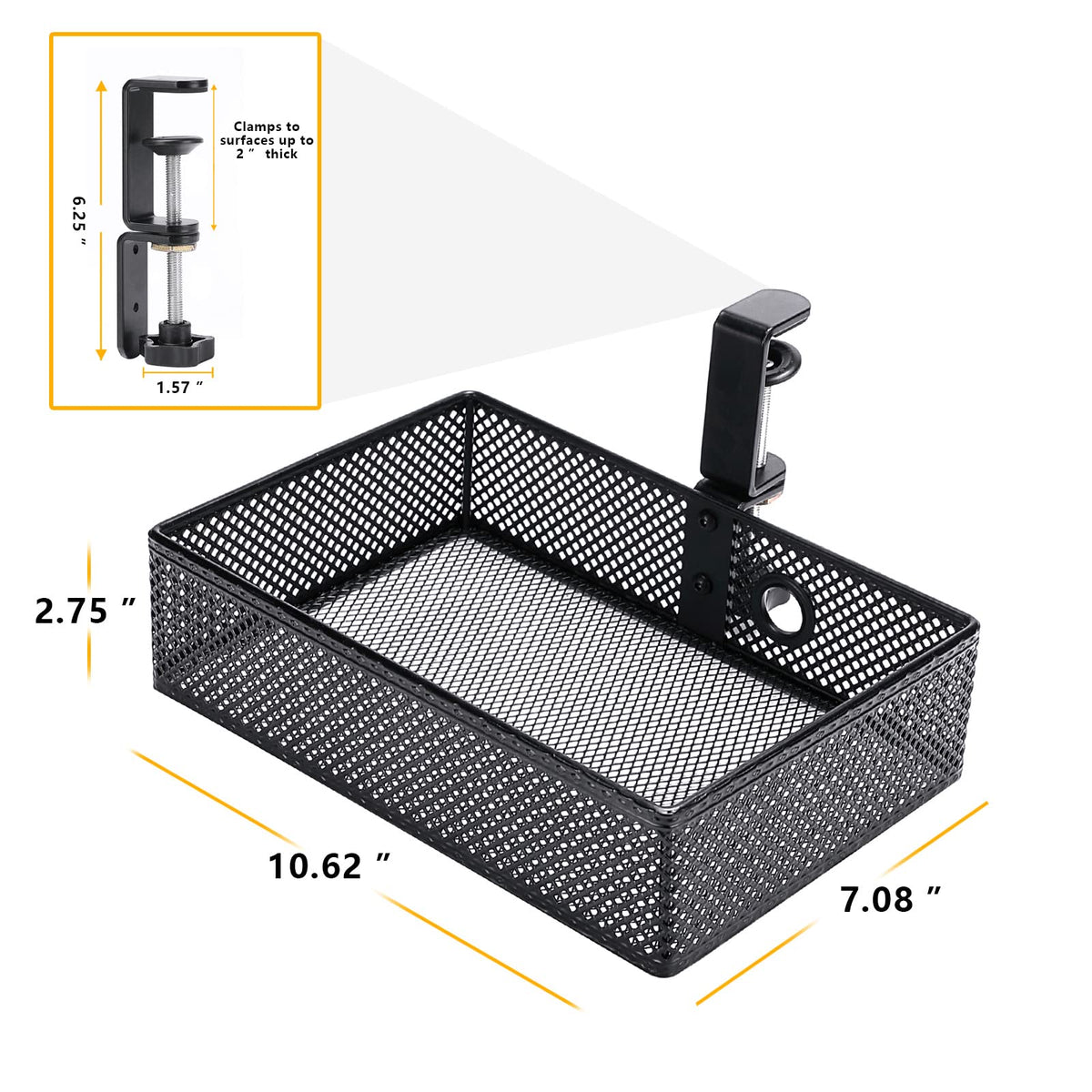 Under Desk Drawer, Clamp on Desk Organizer Hanging Desk Storage Under Table
