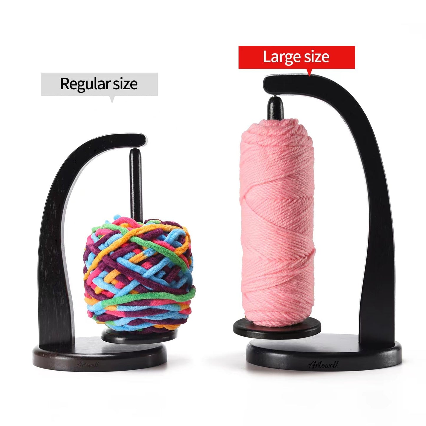 FLYKEY Yarn Holder for Crocheting with Magnetic Yarn Spinner-Black-Enlarged