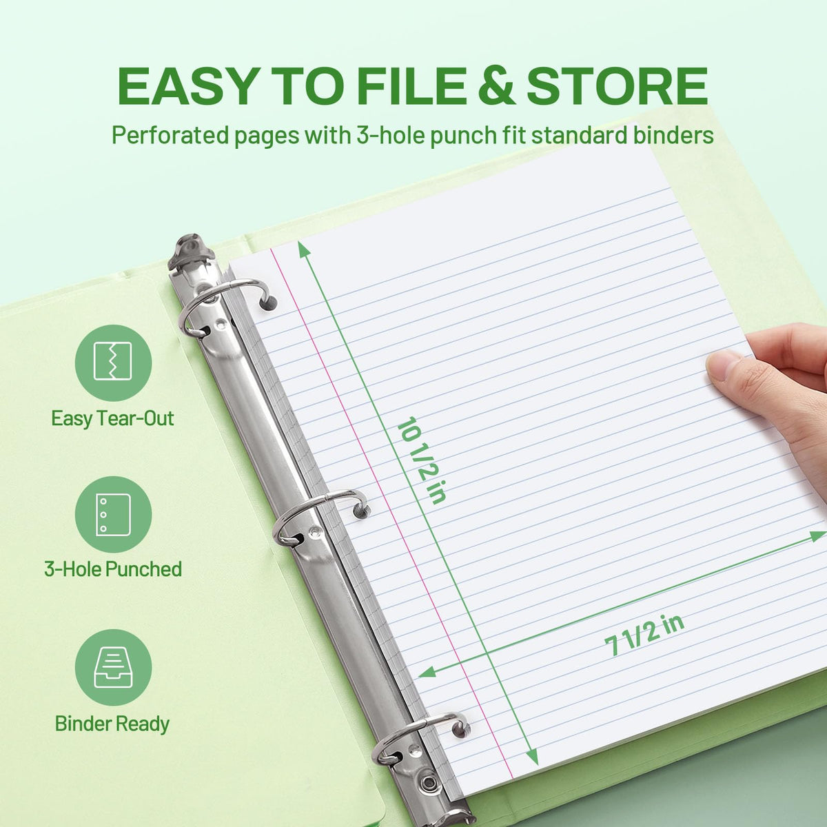 SUNEE Spiral Notebook, 1-Subject, College Ruled Paper, 8" x 10-1/2", 100 Sheets per Notebook