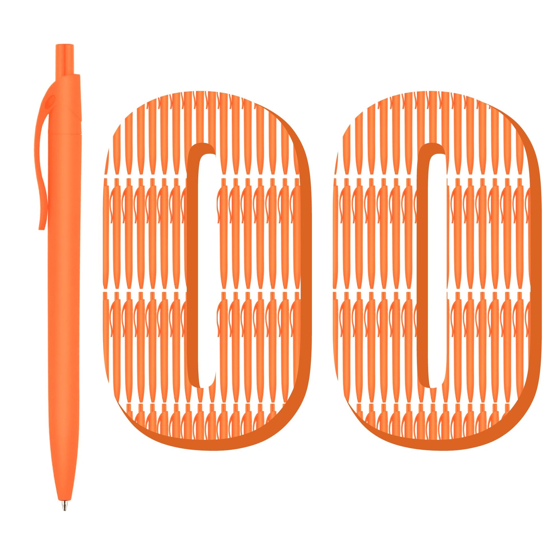 deegtran 100 Pack Orange Barrel Retractable Medium Point Ballpoint Pens, Smooth Ink, No Bleed, Soft