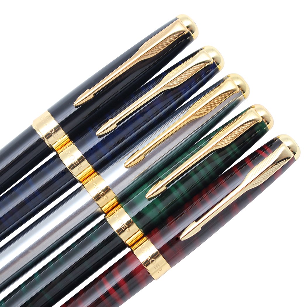 Gullor 5 PCS Classic Metal Fountain Pen B388, Gift Pens with Converters, 5 Colors