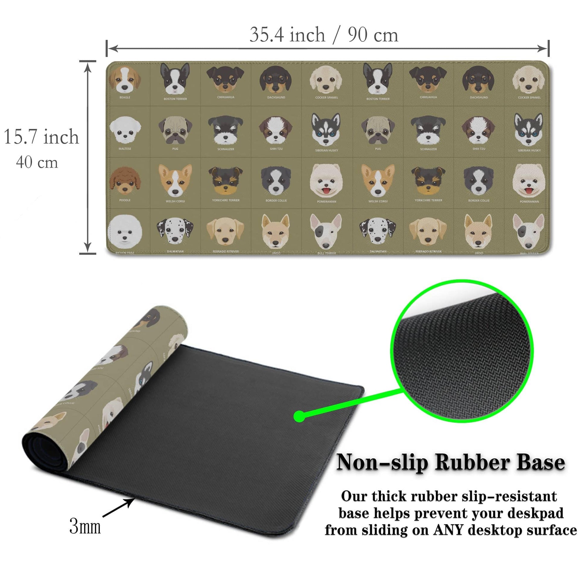 Samgula Gaming Mat Cartoon Puppy Dogs Cute Desk Mat, Large Desk Pads Keyboard Mouse Pad, Computer