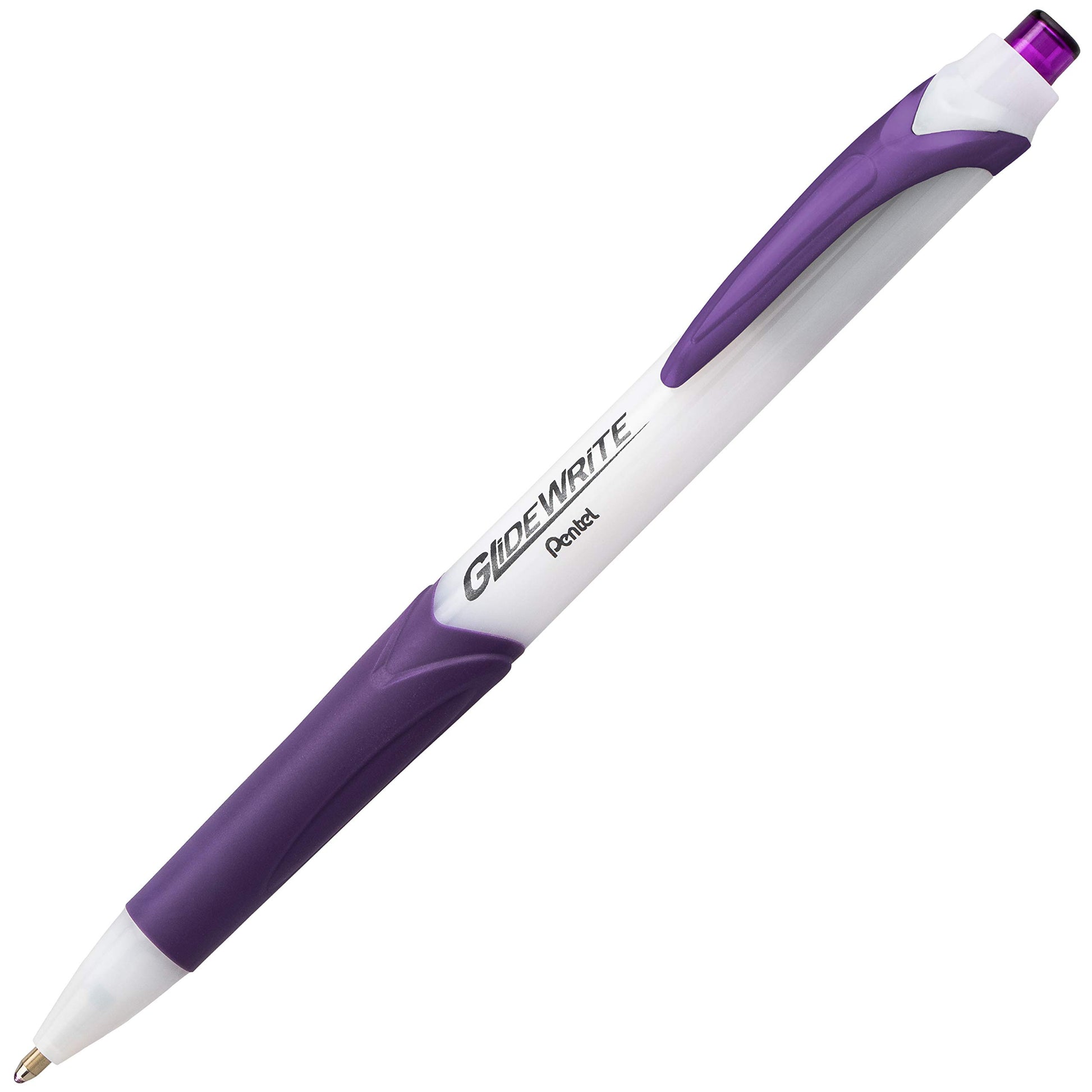 Pentel GlideWrite Ballpoint Pen with TechniFlo Ink, (1.0mm) Medium Line, Violet, Box of 12 (BX910-V)