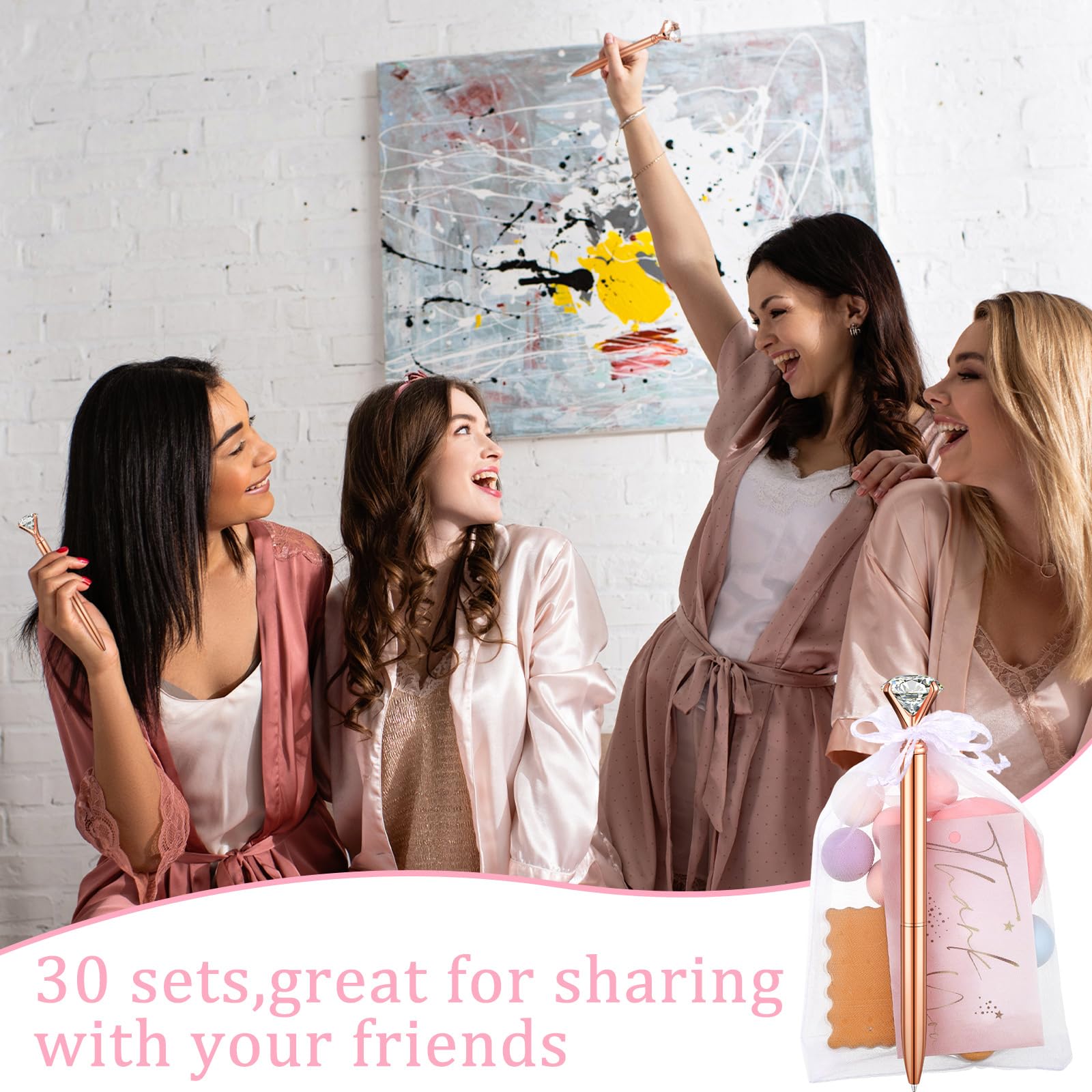 Yeaqee 91 Pcs Bridal Shower Pens Set, Rose Gold, White, Classic Style