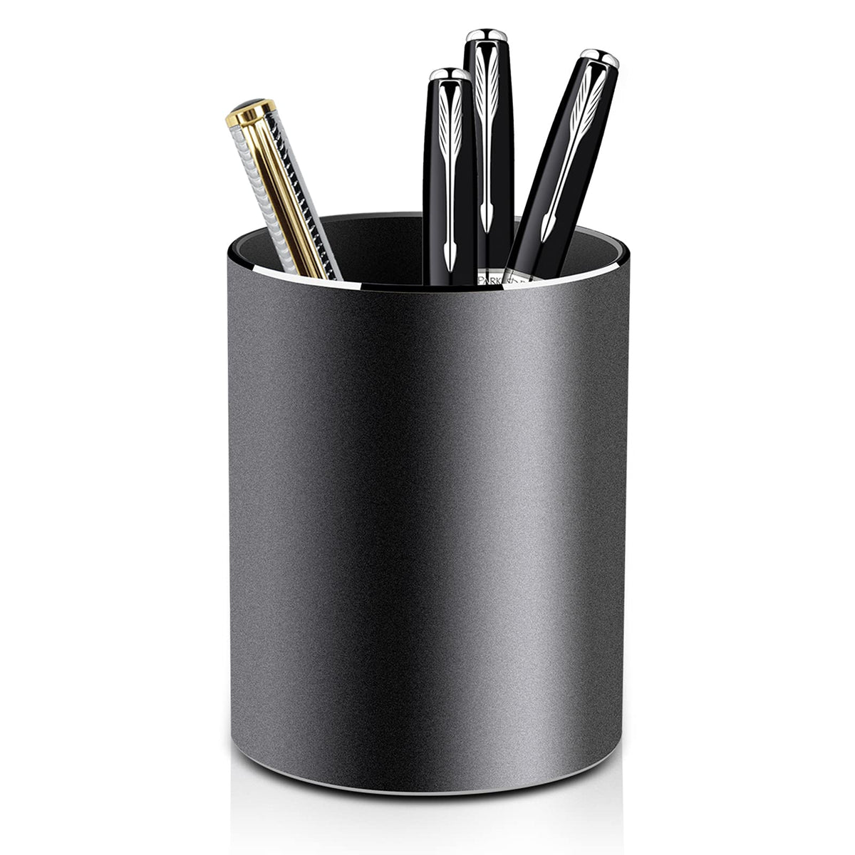 Vaydeer Metal Pen Holder Aluminum Pencil Holder for desk, Round Desktop Organizer and Black Pencil