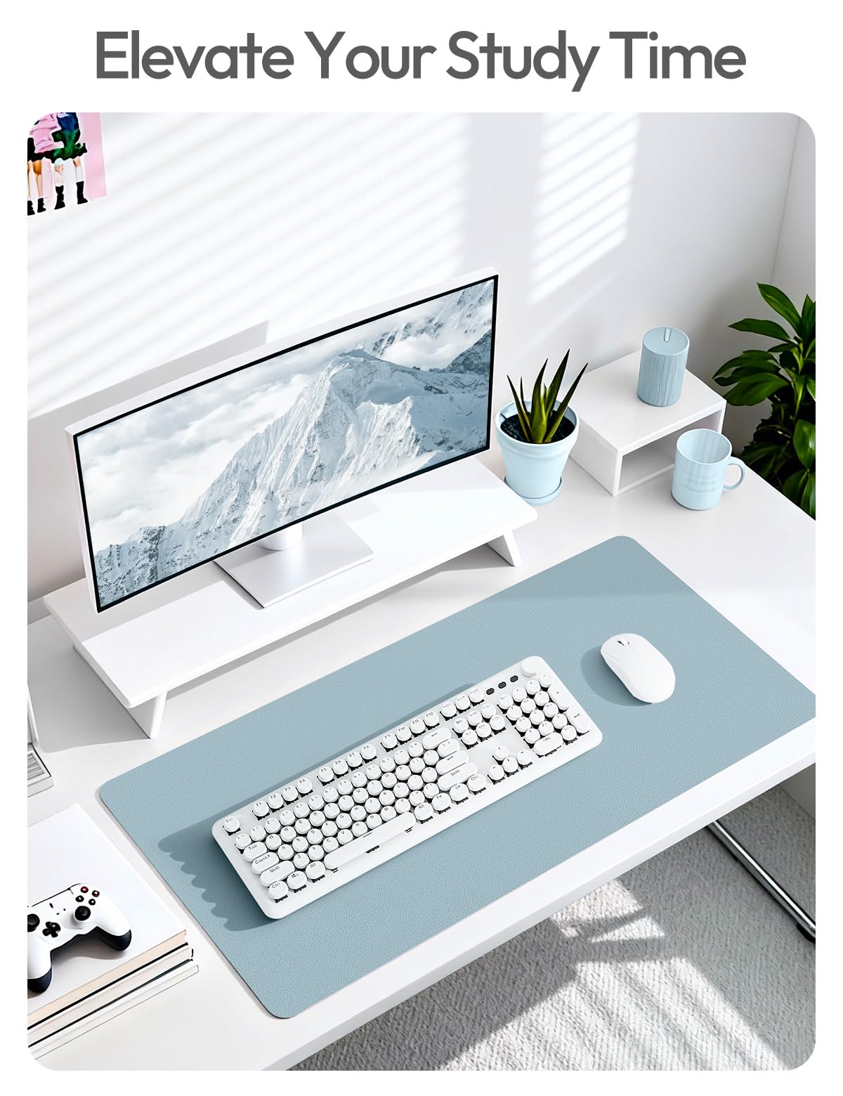 YSAGi Leather Desk Protector, Office Mat, Large Mouse Mat, Non-Slip PU Leather Blotter, Laptop Desk