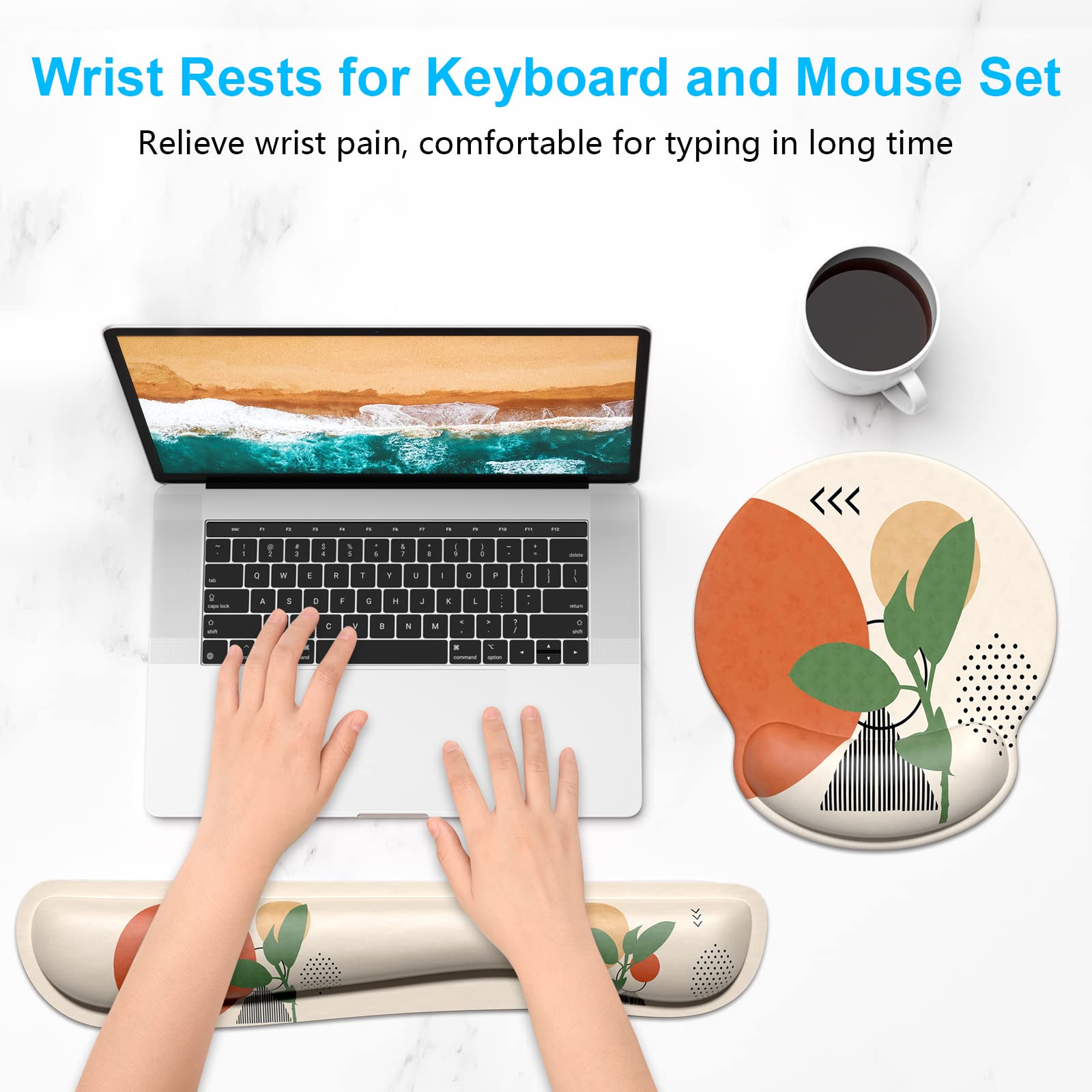 Dapesuom Keyboard Wrist Rest and Mouse Pad with Wrist Support, Memory Foam Cushion for Keyboard and