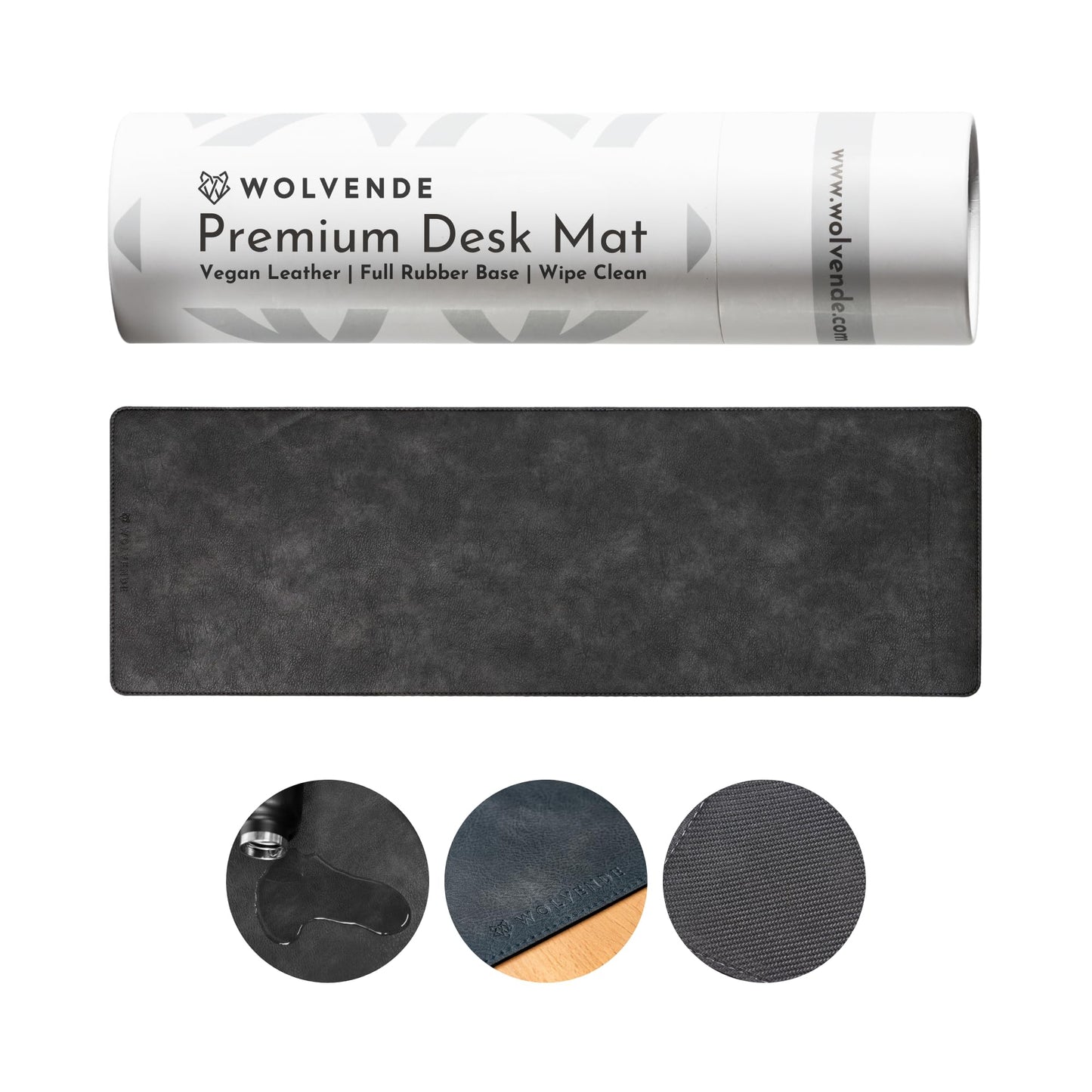 Wolvende Premium Distressed Faux Vegan Leather Desk Mat | Multifunctional Desk Pad for Home Office
