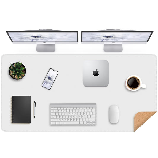 AFIING Cork Desk Mat 47" x 23.6", Dual-Sided Natural Cork & PU Leather Desk Pad, Non-Slip